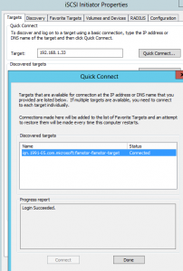 iscsi initiator quick connect