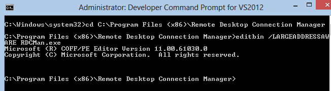Developer Command prompt for vs 2022. Editbin.